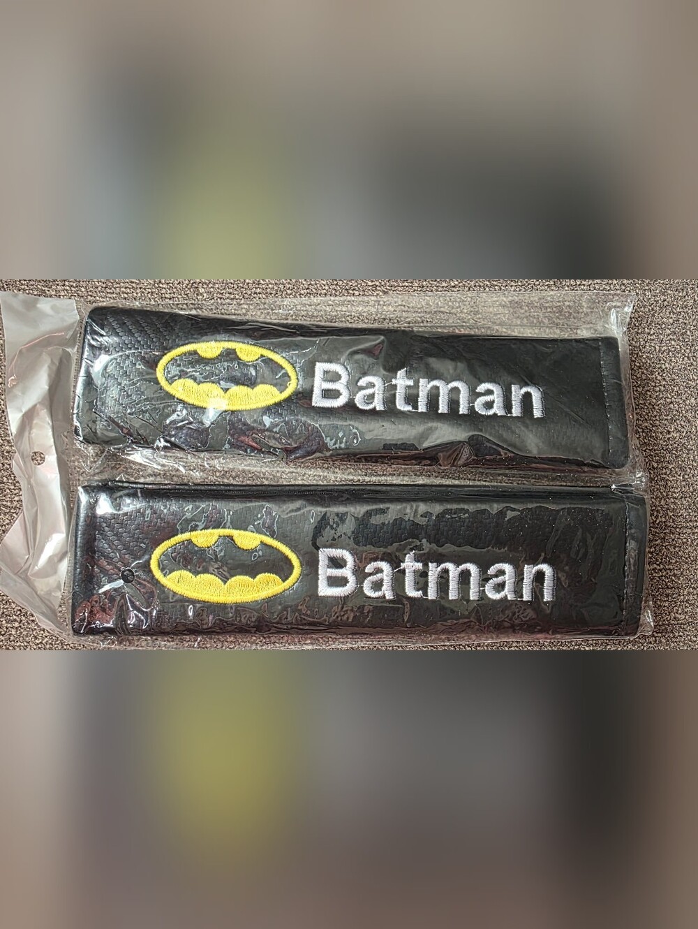 Batman Embroidered Black Seat Belt Shoulder Pads - Pack of 2